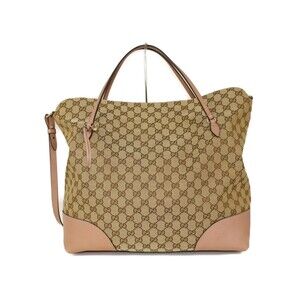 Gucci Leather Canvas Beige tote GG Tan shoulder bag Handbag